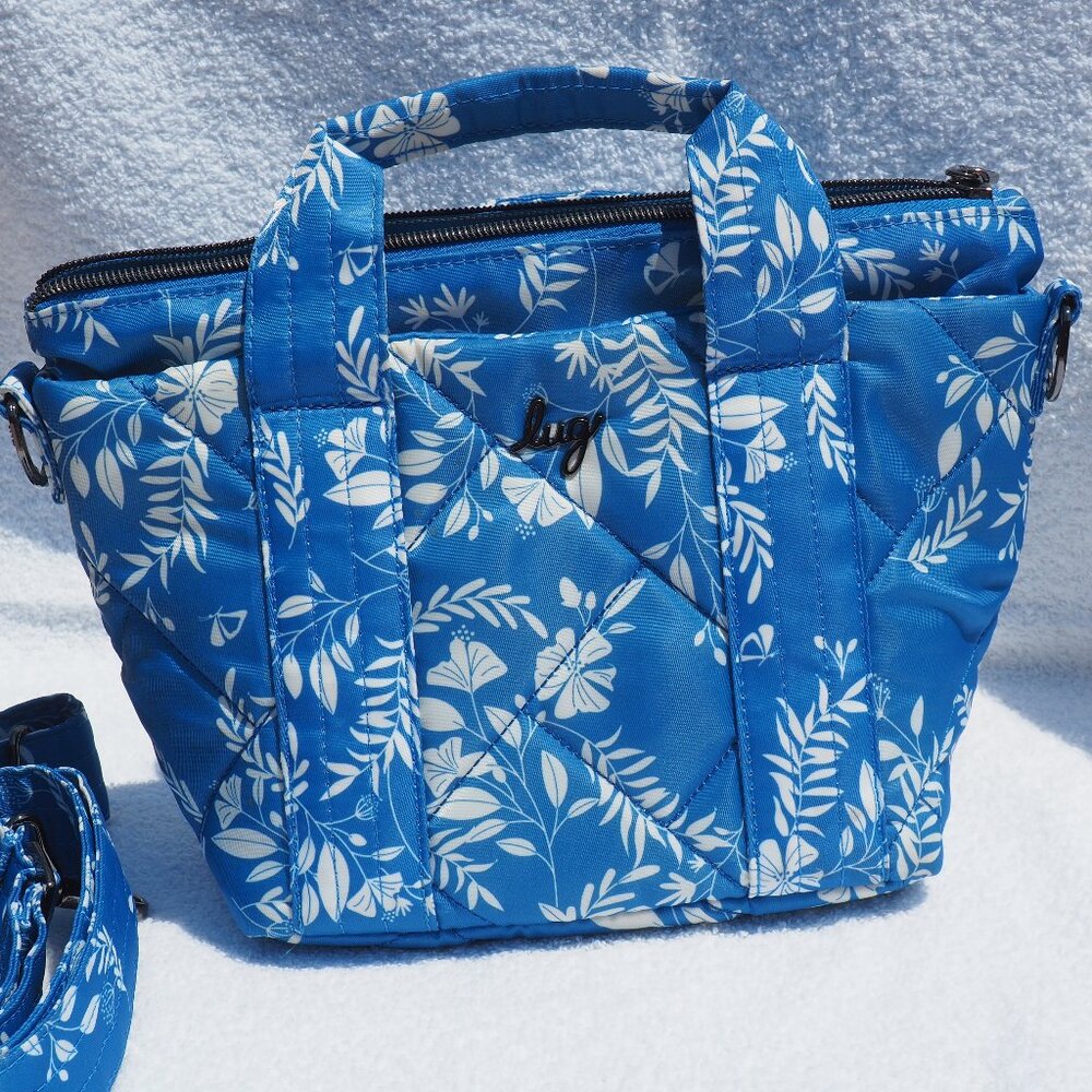 lug Blue Floral Quilted Crossbody Bag